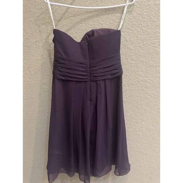Strapless, short plum dress‎ from David's Bridal, size 4 - Image 2