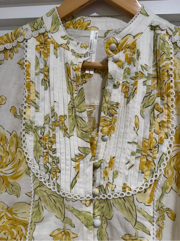 By Anthropologie Long-Sleeve Floral Button-down Peasant Blouse - Image 5