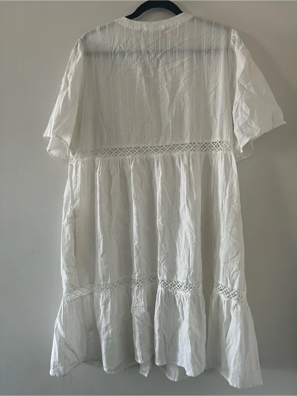 Knox Rose White 100% Cotton Eyelet Short Sleeve Mini Dress XXL Cottagecore - Image 7