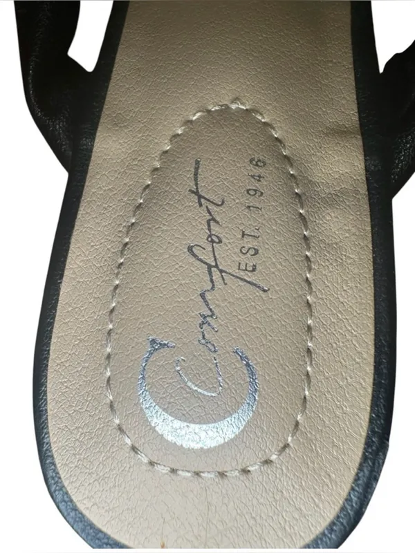 C. EST 1946 Leather Slide Sandals 7 Black EUC - Image 3