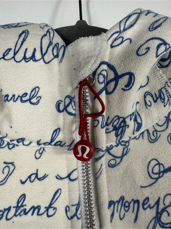 Lululemon Scuba Hoodie II 6 Manifesto Script White Blue Rare Vintage Y2K‎ - Image 6