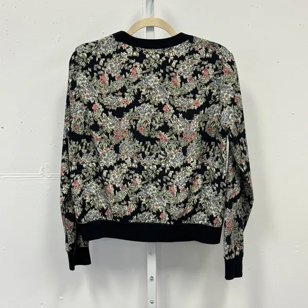 Pink Yotto Floral‎ Crewneck Long Sleeve Top Black Multi Botanical Print Small - Image 2