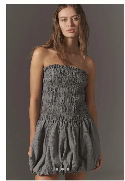 By Anthropologie Strapless Smocked Mini Dress Size M - Image 5