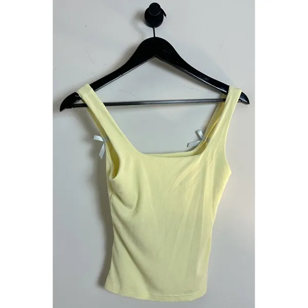 EDIKTED Lola Bow Rib Tank in Yellow Size X-Small - Image 6