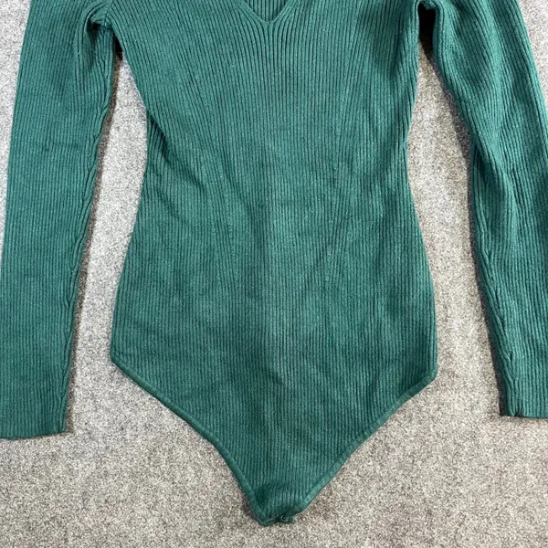 Abercrombie & Fitch Green Ribbed Long‎ Sleeve V-Neck Bodysuit Large - Image 8