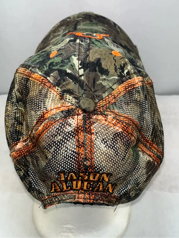 Jason Aldean Mens Camo Mesh Snapback Embroidered JA Logo Trucker Hat Cap - Image 5