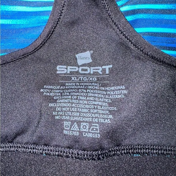 Hanes Blue and Black Striped Sports Bra size XL - Image 9