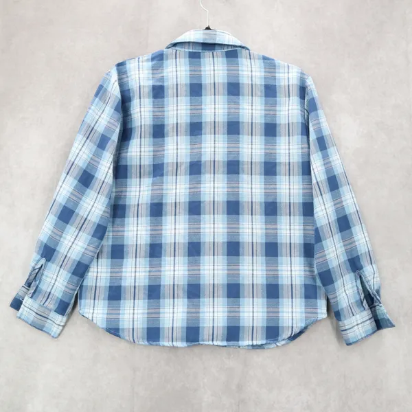 Teddi Blue Plaid Flannel Western Long Sleeve Button Up VTG College Petite Small‎ - Image 2