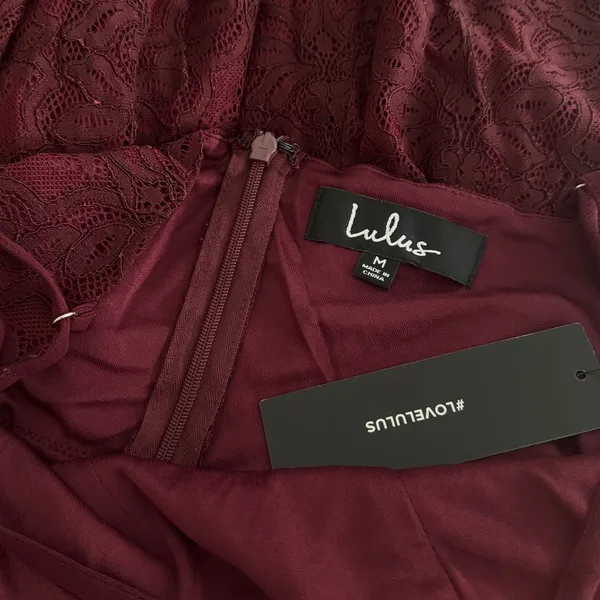 Lulus Destinee Burgundy Lace Sleeveless Maxi Dress size Medium NWT - Image 4
