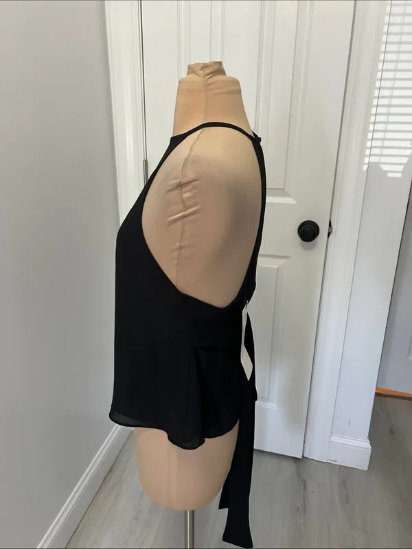 Zara TRF Collection Black Chiffon Halter Top - Image 3