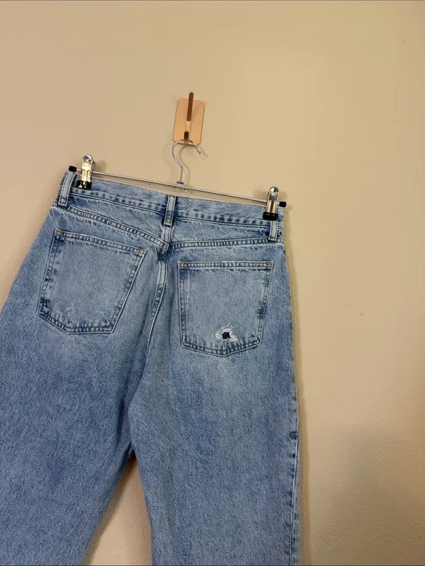 nuuds‎ Distressed Button Fly Raw Frayed Hem Straight Cotton Jeans Size 27 - Image 8