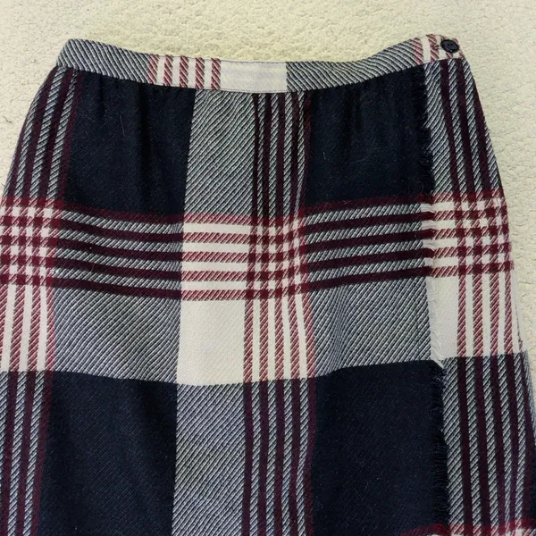 Vintage Plaid Wool Skirt Faux‎ Wrap Midi Long Maxi Skirt Women Size 12 A Line - Image 3