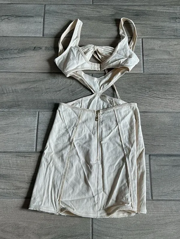 Byclee cream cutout mini dress - Image 5