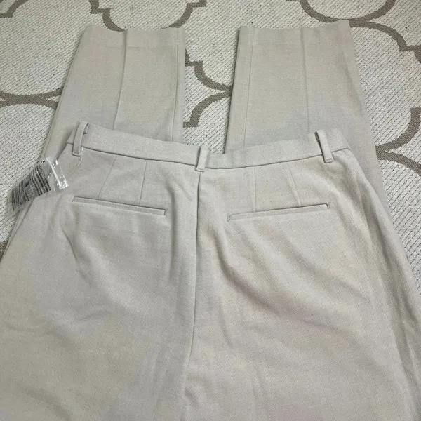 NWT Uniqlo Smart Brushed Herringbone Ankle Trousers Natural Size 30, MSRP $50 - Image 14