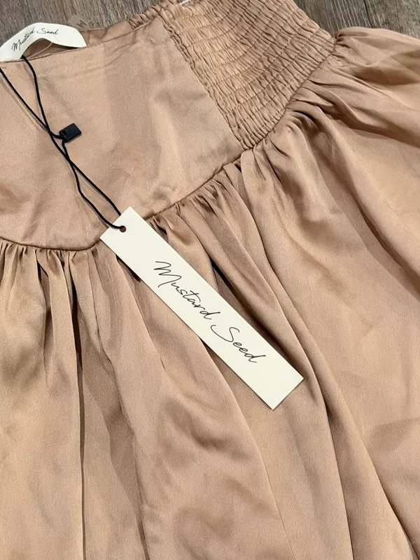 NWT Mustard Seed Tan Smocked-Waist Silky Skort - Image 2