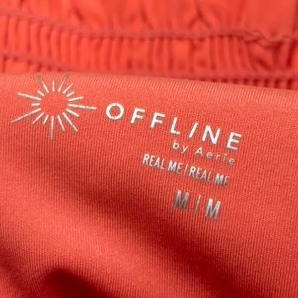 OFFLINE by Aerie Women M Athletic Shorts Polyester Stretch Orange - Image 2