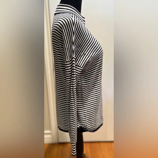 Madewell Stripe-Mix Ashbury Mockneck Sweater Dark‎ Indigo Navy Blue & White XXS - Image 7