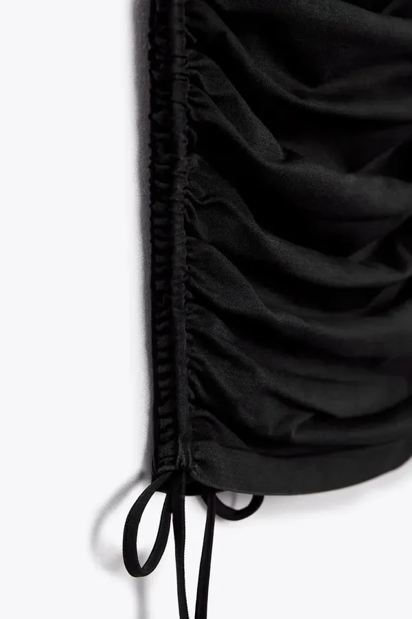 ZARA Black Gray Ruched Seamless Military Minds Lioness Mini Bodycon Dress - Image 13
