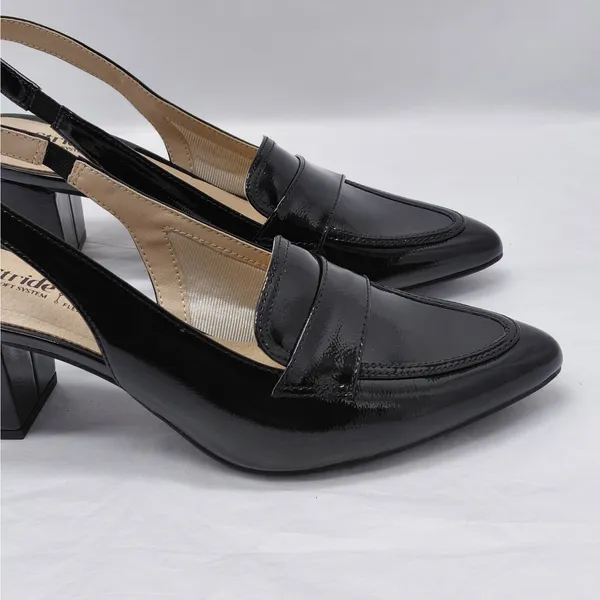 LifeStride Womens Angel Slingback Loafer Pump Sz 6.5 M Black Patent Office Shoe - Image 4