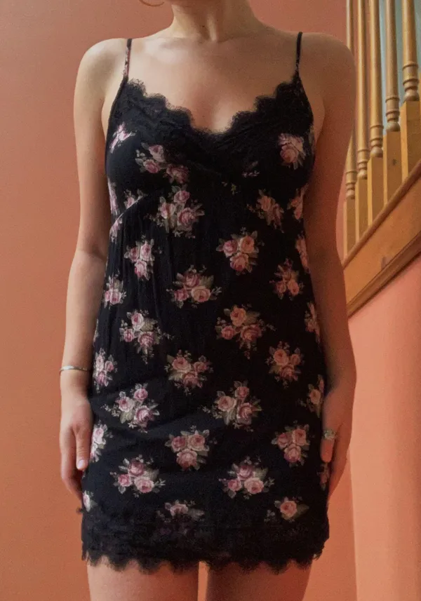 American Eagle Black And Pink Floral Dress - Image 3