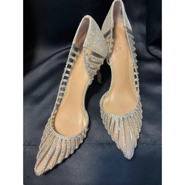 INC International Concepts Kenjay Rhinestone d'Orsay‎ Pumps Gold 8.5M - Image 8