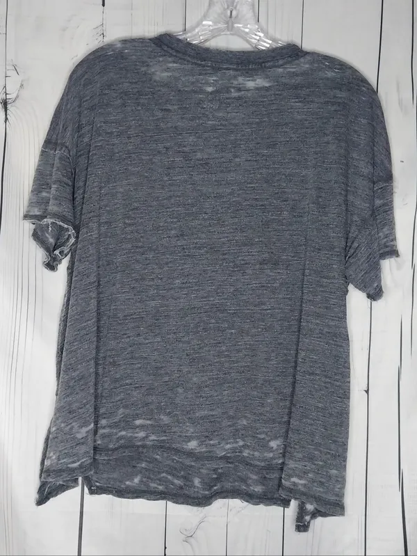 We The Free Free People Heather Gray V-Neck Short Sleeve Everyday Burnout Tee - Image 6