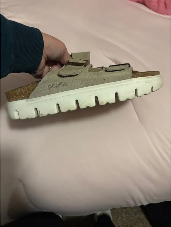 Papillio Beige Suede Adjustable Buckle Sandals Size 42 - Image 2