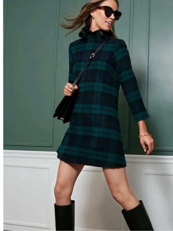 Tuckernuck Medium Blackwatch Daphne Dress Plaid Green Wool Holiday Christmas - Image 8