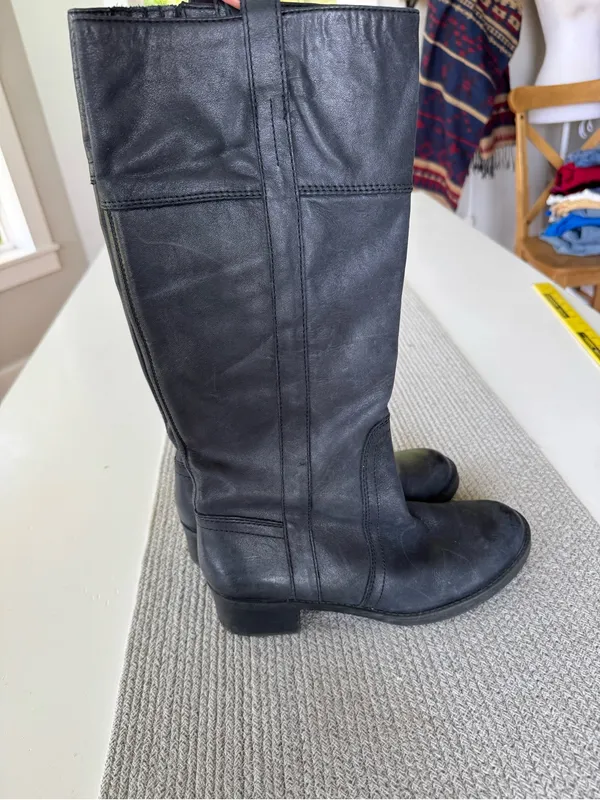 Lucky Brand Black Leather Knee High Riding Boots Sz 8 - Image 8