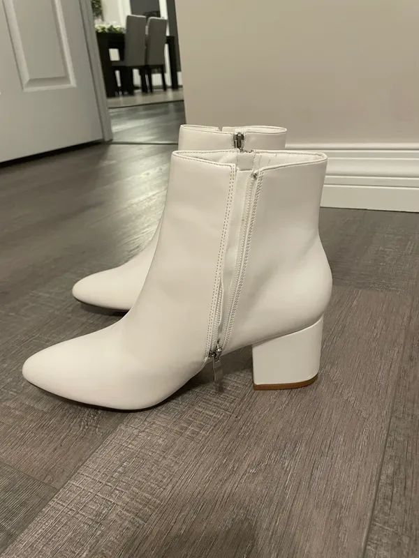 Heeled White Booties Size 10 - Image 2