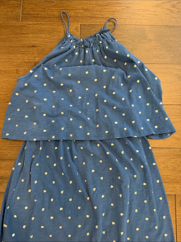 LOFT Navy Blue Polka Dot Layered Sundress Small - Image 3