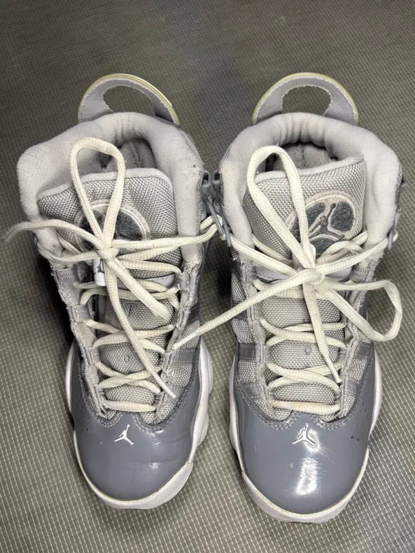Jordan 6 Rings GS Cool Grey White Patent Leather Sneakers 323419-015 Youth 5.5Y - Image 2