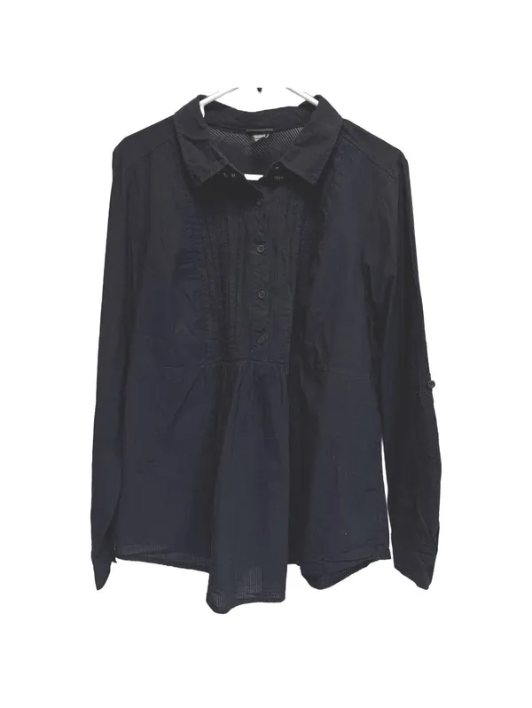 Torrid Black Pintuck Poplin Long Sleeve Button Up Shirt Plus Size 1X - Image 2