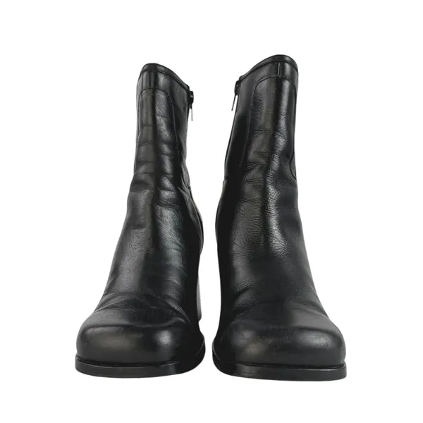Free People Naomi Women's Black Leather Square Toe Block Heel Zip Ankle Boots 8 - Image 2
