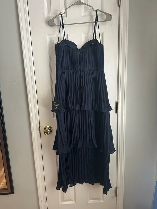 Lulus Cascading Crush Navy Blue Tiered Dress - Image 3