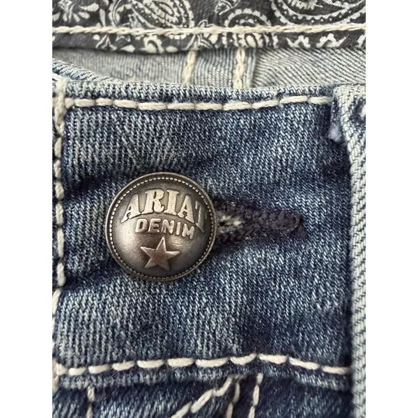 Ariat REAL Straight Jeans Women US 27R Rainstorm Mid Rise Medium Wash Western - Image 9