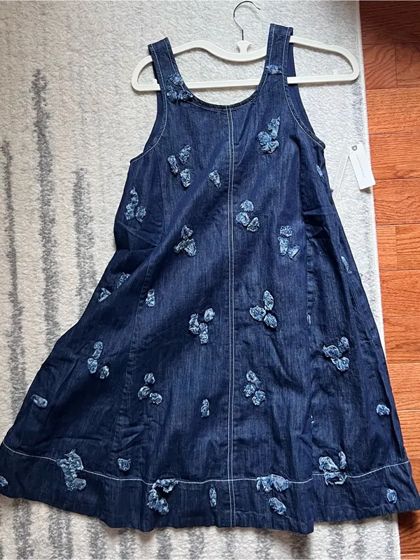 Anthropologie The Keiko Embroidered Denim Mini Dress by Maeve NWT Size: XXS - Image 5