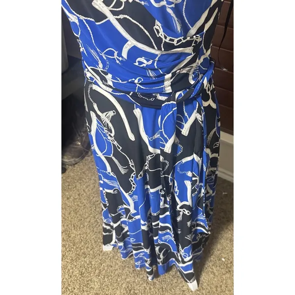 Ralph Lauren LRL Dress‎ Sz 2 Equestrian Blue Stretch Knit Bit Bridle Career - Image 3