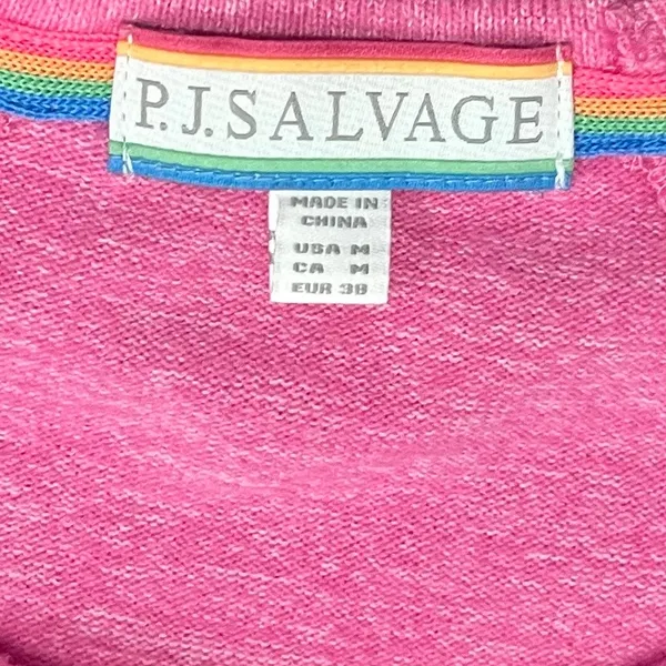 P.J. Salvage Pink Rainbow Heart Long Sleeve Soft Jersey Tee size M NEW Tags - Image 3