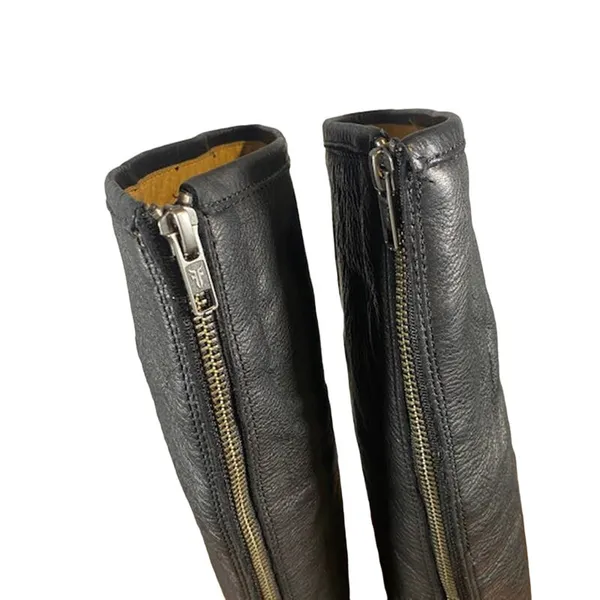 Frye Women’s Black Leather Phillip Harness Tall Riding Boots Back Zip Size 6 - Image 7