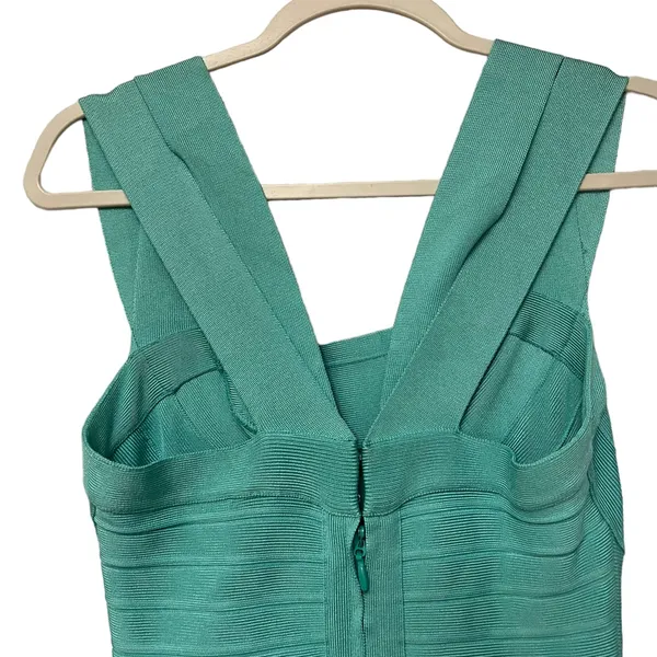 HERVE LEGER Seafoam Turquoise Bardot Blue Bandage Mini Dress - Image 2