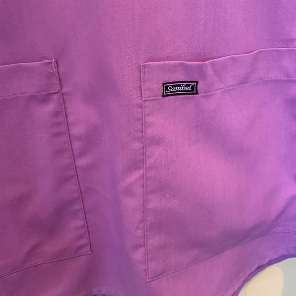 Sanibel Scrubs Women’s Large Light Purple Faux Wrap Short Sleeve Scrub Top - Image 3