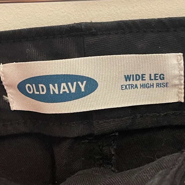 Old Navy Extra High‎ Rise Wide Leg Pants Black Stretch Twill Trousers 14 NWT - Image 5