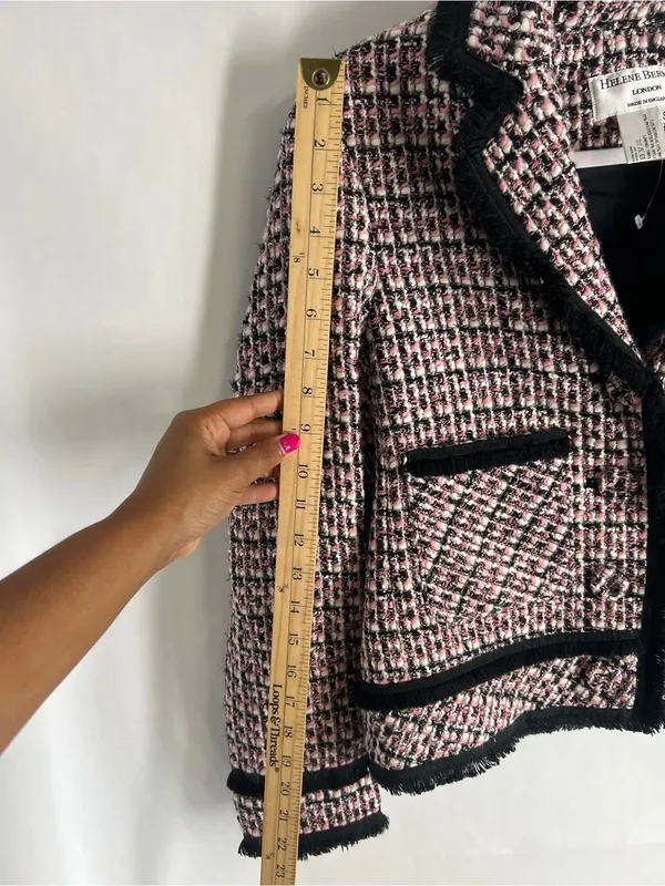 Helene Berman Pink and Black Bouclé Tweed Jacket - Image 12
