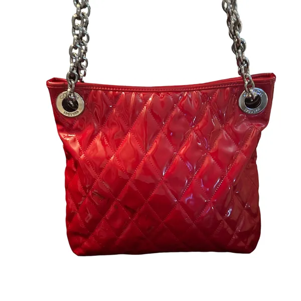 Coach Poppy Glossy Red Quilted Patent Leather Bag - Image 3