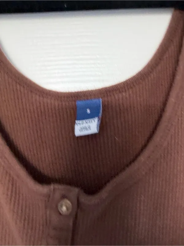 Old Navy Brown Henley Waffle Knit Tank Top Size Small - Image 2