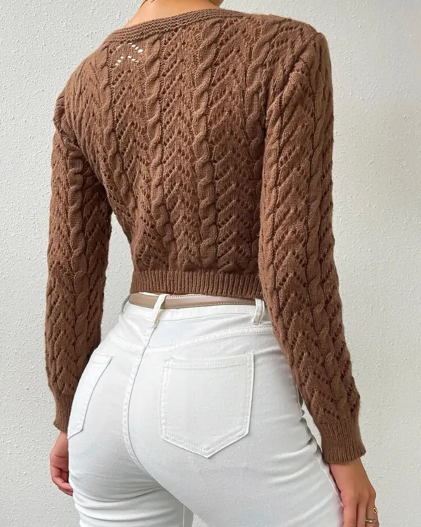 SheIn Knit Twist Front Crop Sweater - Image 2