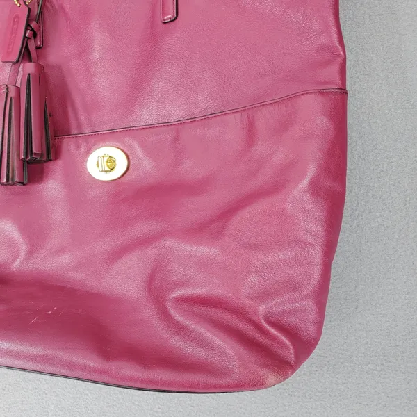 Coach Legacy Tote Women L Pink Leather Turnlock Tassel Shoulder Bag 26461 - Image 3