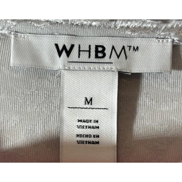 White House Black Market Size M Silver Floral Embossed Long Sleeve Top WHBM - Image 3