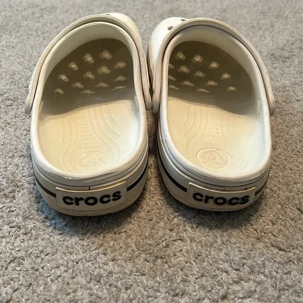 Crocs Crocband Clogs White Black Stripe Sporty‎ Slip On Shoes Womens 8 Mens 6 - Image 6